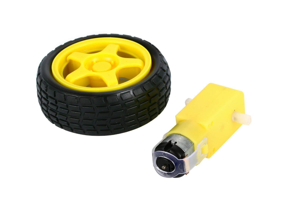 Dual Shaft BO Motor with 65mm Robot Wheel-Reinforced Rubber Wheel